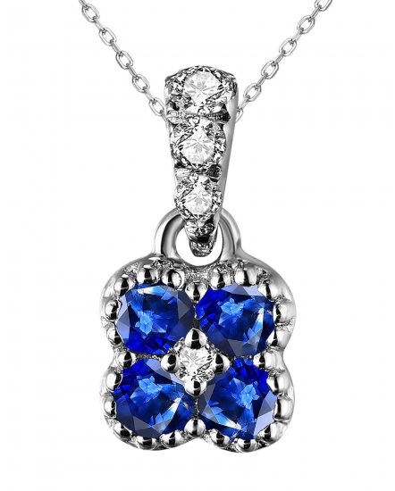 CLOVER STYLE COLORED STONE DIAMOND PENDANT (TP2497)